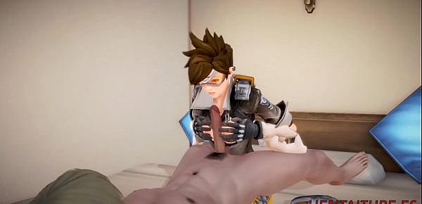  Hentai 3D Overwatch -  Tracer 69, boobjob, blowjob, fingering and fucked with creampie
